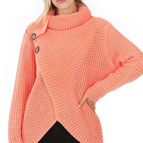 SWEATER WRAP ASYMMETRICAL HEM SWEATER - Picture 2 of 4